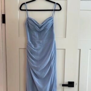 Azazie Dusty Blue Bridesmaid Chiffon Dress